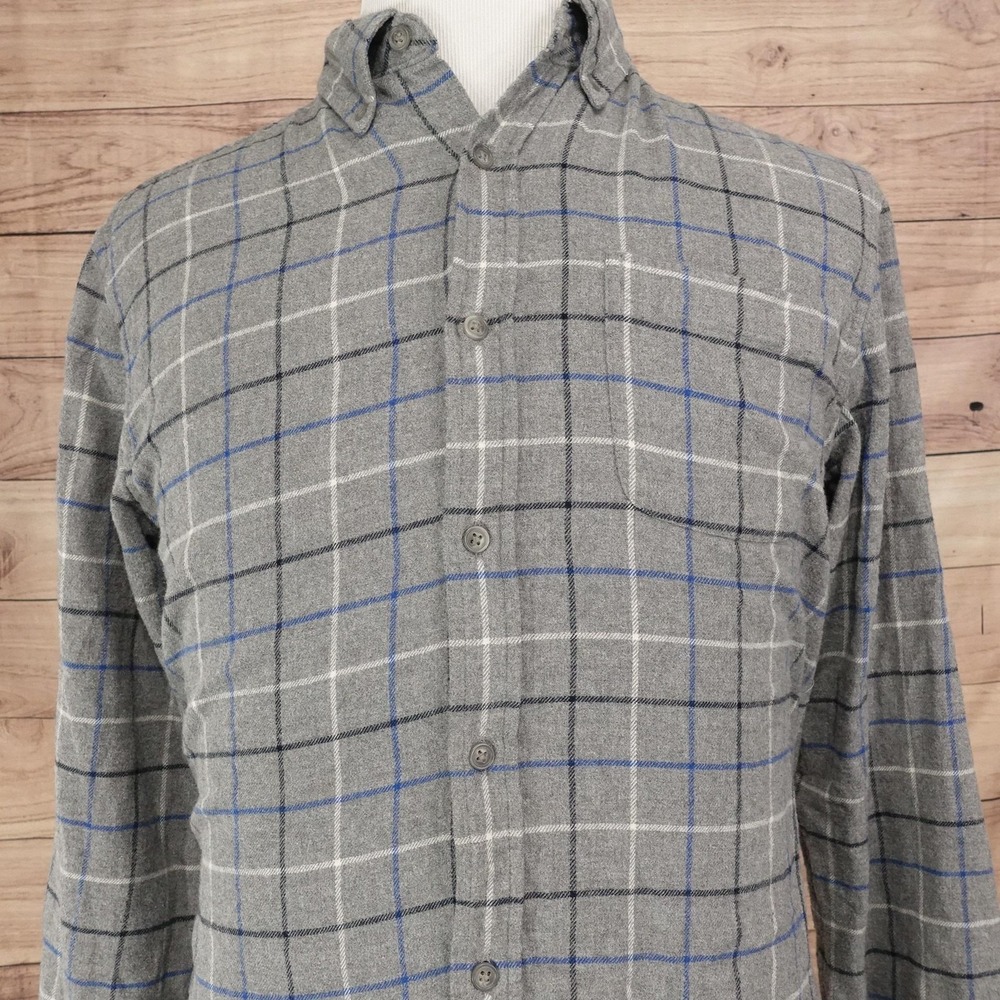 Croft & Barrow Shirt Mens M Gray Plaid Long Sleeve Button-Up Flannel Cotton